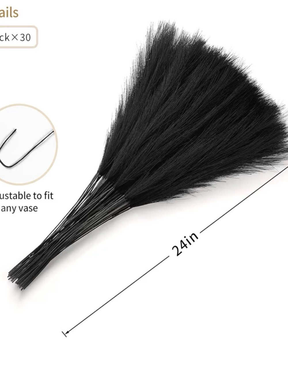 Black Decorative Pampas Grass - Picture 2 of 2